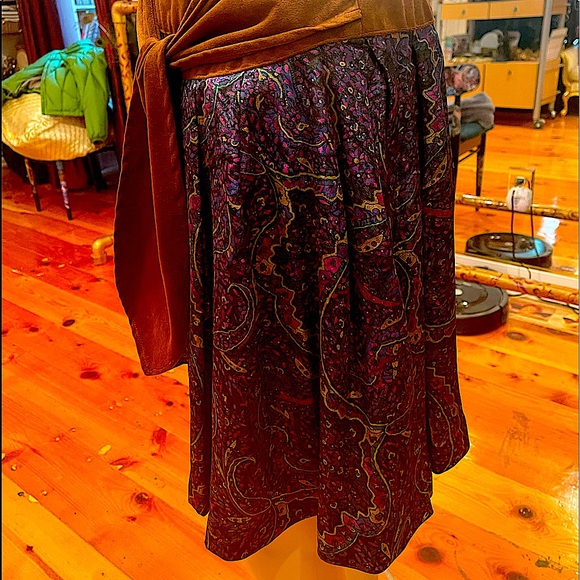Gorgeous Japanese designer paisley purple, and brown skirt w/matching blouse SzM - Picture 5 of 16